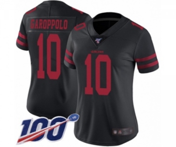 Women's San Francisco 49ers #10 Jimmy Garoppolo Black Vapor Untouchable Limited Player 100th Season Football Jersey