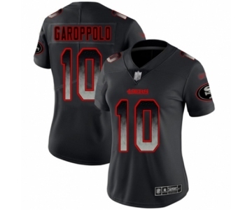 Women's San Francisco 49ers #10 Jimmy Garoppolo Limited Black Smoke Fashion Football Jersey