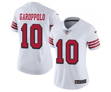 Women's San Francisco 49ers #10 Jimmy Garoppolo Limited White Rush Vapor Untouchable Football Jersey