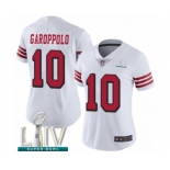 Women's San Francisco 49ers #10 Jimmy Garoppolo Limited White Rush Vapor Untouchable Super Bowl LIV Bound Football Jersey