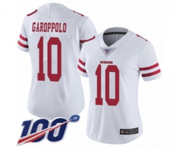 Women's San Francisco 49ers #10 Jimmy Garoppolo White Vapor Untouchable Limited Player 100th Season Football Jersey