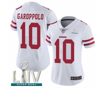 Women's San Francisco 49ers #10 Jimmy Garoppolo White Vapor Untouchable Limited Player Super Bowl LIV Bound Football Jersey