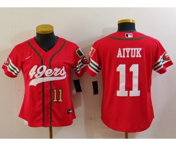 Women's San Francisco 49ers #11 Brandon Aiyuk Red Mexico Cool Base Stitched Baseball Jerseys