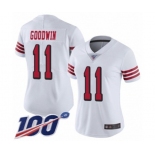 Women's San Francisco 49ers #11 Marquise Goodwin Limited White Rush Vapor Untouchable 100th Season Football Jersey