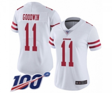 Women's San Francisco 49ers #11 Marquise Goodwin White Vapor Untouchable Limited Player 100th Season Football Jersey