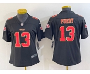 Women's San Francisco 49ers #13 Brock Purdy Black Red Fashion Vapor Limited Stitched Jersey