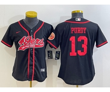 Women's San Francisco 49ers #13 Brock Purdy Black With Patch Cool Base Stitched Baseball Jersey