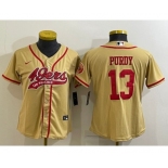 Women's San Francisco 49ers #13 Brock Purdy Gold With Patch Cool Base Stitched Baseball Jersey