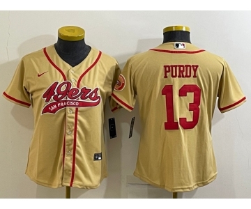 Women's San Francisco 49ers #13 Brock Purdy Gold With Patch Cool Base Stitched Baseball Jersey