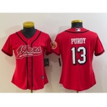 Women's San Francisco 49ers #13 Brock Purdy Red Color Rush With Patch Cool Base Stitched Baseball Jersey