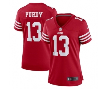 Women's San Francisco 49ers #13 Brock Purdy Red Stitched Game Jersey(Run Small)