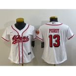 Women's San Francisco 49ers #13 Brock Purdy White Color Rush With Patch Cool Base Stitched Baseball Jersey