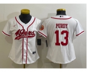 Women's San Francisco 49ers #13 Brock Purdy White With Patch Cool Base Stitched Baseball Jersey