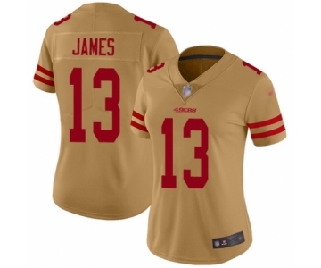 Women's San Francisco 49ers #13 Richie James Limited Gold Inverted Legend Football Jersey