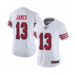 Women's San Francisco 49ers #13 Richie James Limited White Rush Vapor Untouchable Football Jersey