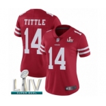 Women's San Francisco 49ers #14 Y.A. Tittle Red Team Color Vapor Untouchable Limited Player Super Bowl LIV Bound Football Jersey