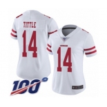 Women's San Francisco 49ers #14 Y.A. Tittle White Vapor Untouchable Limited Player 100th Season Football Jersey