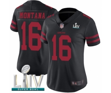 Women's San Francisco 49ers #16 Joe Montana Black Vapor Untouchable Limited Player Super Bowl LIV Bound Football Jersey