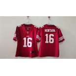 Women's San Francisco 49ers #16 Joe Montana Red Vapor Football Stitched Jersey