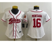 Women's San Francisco 49ers #16 Joe Montana White With Patch Cool Base Stitched Baseball Jersey