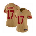 Women's San Francisco 49ers #17 Emmanuel Sanders Limited Gold Inverted Legend Football Jersey