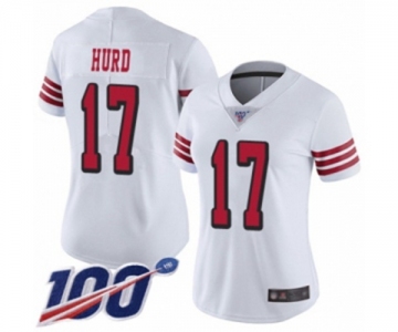 Women's San Francisco 49ers #17 Jalen Hurd Limited White Rush Vapor Untouchable 100th Season Football Jersey