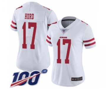 Women's San Francisco 49ers #17 Jalen Hurd White Vapor Untouchable Limited Player 100th Season Football Jersey