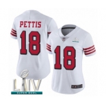 Women's San Francisco 49ers #18 Dante Pettis Limited White Rush Vapor Untouchable Super Bowl LIV Bound Football Jersey