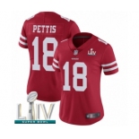 Women's San Francisco 49ers #18 Dante Pettis Red Team Color Vapor Untouchable Limited Player Super Bowl LIV Bound Football Jersey