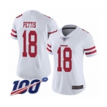 Women's San Francisco 49ers #18 Dante Pettis White Vapor Untouchable Limited Player 100th Season Football Jersey