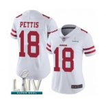 Women's San Francisco 49ers #18 Dante Pettis White Vapor Untouchable Limited Player Super Bowl LIV Bound Football Jersey