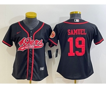 Women's San Francisco 49ers #19 Deebo Samuel Black With Patch Cool Base Stitched Baseball Jersey