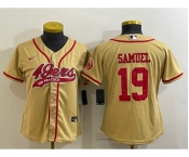 Women's San Francisco 49ers #19 Deebo Samuel Gold With Patch Cool Base Stitched Baseball Jersey