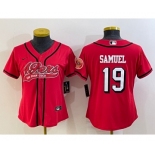 Women's San Francisco 49ers #19 Deebo Samuel Red Color Rush With Patch Cool Base Stitched Baseball Jersey