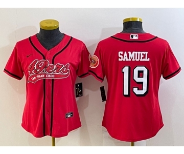 Women's San Francisco 49ers #19 Deebo Samuel Red Color Rush With Patch Cool Base Stitched Baseball Jersey