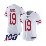 Women's San Francisco 49ers #19 Deebo Samuel White Vapor Untouchable Limited Player 100th Season Football Jersey