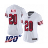 Women's San Francisco 49ers #20 Jimmie Ward Limited White Rush Vapor Untouchable 100th Season Football Jersey