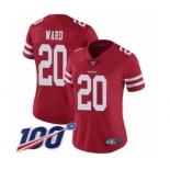 Women's San Francisco 49ers #20 Jimmie Ward Red Team Color Vapor Untouchable Limited Player 100th Season Football Jersey