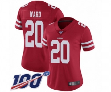 Women's San Francisco 49ers #20 Jimmie Ward Red Team Color Vapor Untouchable Limited Player 100th Season Football Jersey