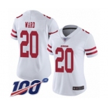 Women's San Francisco 49ers #20 Jimmie Ward White Vapor Untouchable Limited Player 100th Season Football Jersey