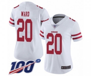 Women's San Francisco 49ers #20 Jimmie Ward White Vapor Untouchable Limited Player 100th Season Football Jersey