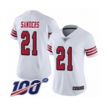 Women's San Francisco 49ers #21 Deion Sanders Limited White Rush Vapor Untouchable 100th Season Football Jersey