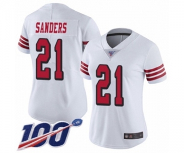 Women's San Francisco 49ers #21 Deion Sanders Limited White Rush Vapor Untouchable 100th Season Football Jersey