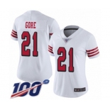 Women's San Francisco 49ers #21 Frank Gore Limited White Rush Vapor Untouchable 100th Season Football Jersey