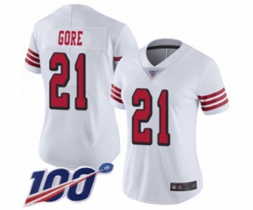 Women's San Francisco 49ers #21 Frank Gore Limited White Rush Vapor Untouchable 100th Season Football Jersey