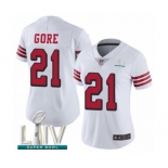 Women's San Francisco 49ers #21 Frank Gore Limited White Rush Vapor Untouchable Super Bowl LIV Bound Football Jersey