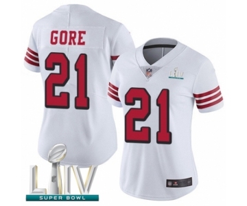 Women's San Francisco 49ers #21 Frank Gore Limited White Rush Vapor Untouchable Super Bowl LIV Bound Football Jersey