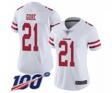 Women's San Francisco 49ers #21 Frank Gore White Vapor Untouchable Limited Player 100th Season Football Jersey