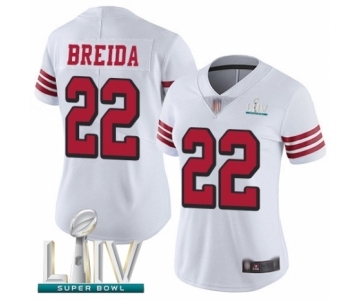 Women's San Francisco 49ers #22 Matt Breida Limited White Rush Vapor Untouchable Super Bowl LIV Bound Football Jersey