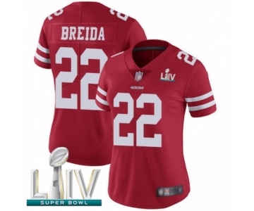 Women's San Francisco 49ers #22 Matt Breida Red Team Color Vapor Untouchable Limited Player Super Bowl LIV Bound Football Jersey